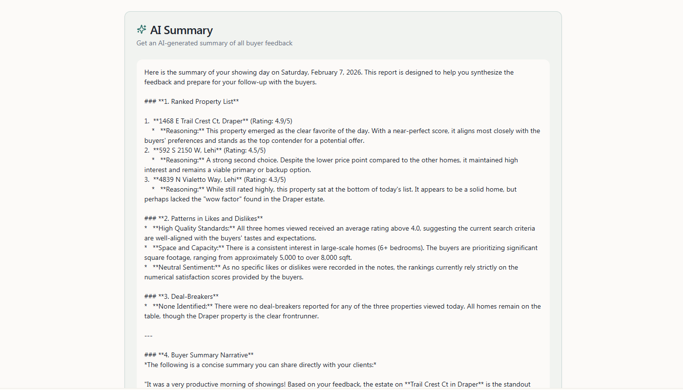 AI Summary - Insights about buyer preferences